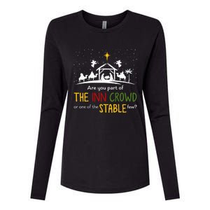 Are You Part Of Inn Crowd Or Stable Few Christmas Nativity Womens Cotton Relaxed Long Sleeve T-Shirt