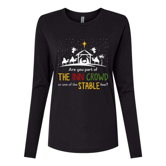 Are You Part Of Inn Crowd Or Stable Few Christmas Nativity Womens Cotton Relaxed Long Sleeve T-Shirt