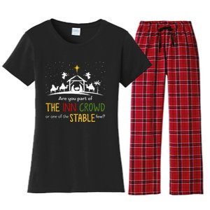 Are You Part Of Inn Crowd Or Stable Few Christmas Nativity Women's Flannel Pajama Set