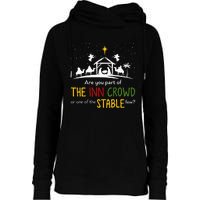 Are You Part Of Inn Crowd Or Stable Few Christmas Nativity Womens Funnel Neck Pullover Hood