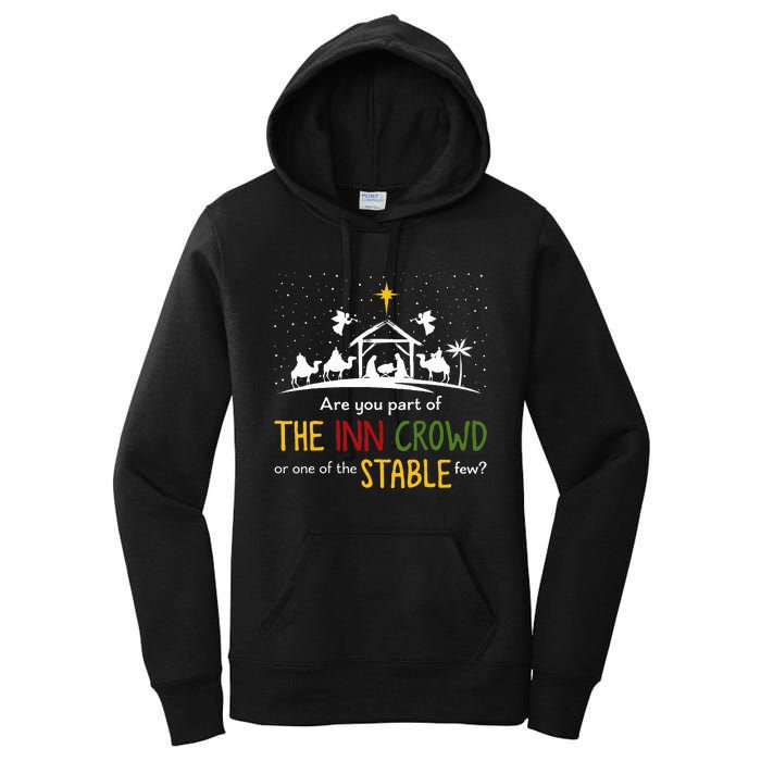 Are You Part Of Inn Crowd Or Stable Few Christmas Nativity Women's Pullover Hoodie