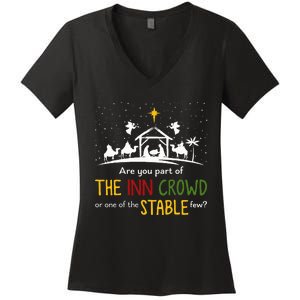 Are You Part Of Inn Crowd Or Stable Few Christmas Nativity Women's V-Neck T-Shirt