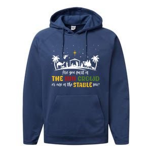 Are You Part Of Inn Crowd Or Stable Few Christmas Nativity Gift Performance Fleece Hoodie