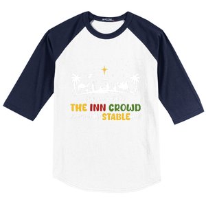 Are You Part Of Inn Crowd Or Stable Few Christmas Nativity Gift Baseball Sleeve Shirt