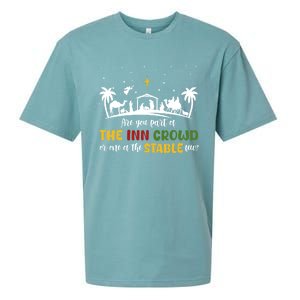 Are You Part Of Inn Crowd Or Stable Few Christmas Nativity Gift Sueded Cloud Jersey T-Shirt