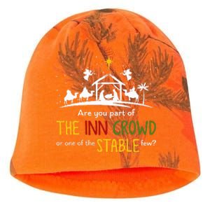 Are You Part Of Inn Crowd Or Stable Few Christmas Nativity Kati - Camo Knit Beanie