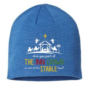 Are You Part Of Inn Crowd Or Stable Few Christmas Nativity Sustainable Beanie