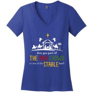 Are You Part Of Inn Crowd Or Stable Few Christmas Nativity Women's V-Neck T-Shirt