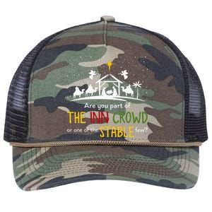 Are You Part Of Inn Crowd Or Stable Few Christmas Nativity Retro Rope Trucker Hat Cap