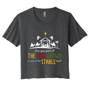 Are You Part Of Inn Crowd Or Stable Few Christmas Nativity Women's Crop Top Tee