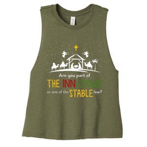 Are You Part Of Inn Crowd Or Stable Few Christmas Nativity Women's Racerback Cropped Tank