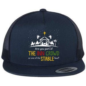 Are You Part Of Inn Crowd Or Stable Few Christmas Nativity Flat Bill Trucker Hat