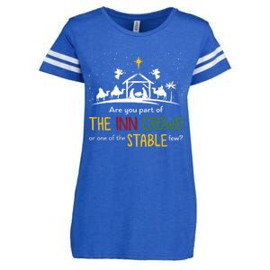 Are You Part Of Inn Crowd Or Stable Few Christmas Nativity Enza Ladies Jersey Football T-Shirt