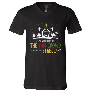 Are You Part Of Inn Crowd Or Stable Few Christmas Nativity V-Neck T-Shirt