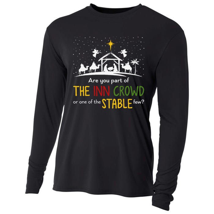 Are You Part Of Inn Crowd Or Stable Few Christmas Nativity Cooling Performance Long Sleeve Crew