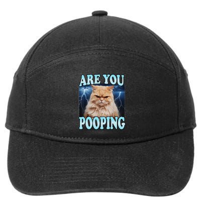 Are You Pooping Funny Meme Cat Lover Humor Sarcastic Joke Gift 7-Panel Snapback Hat