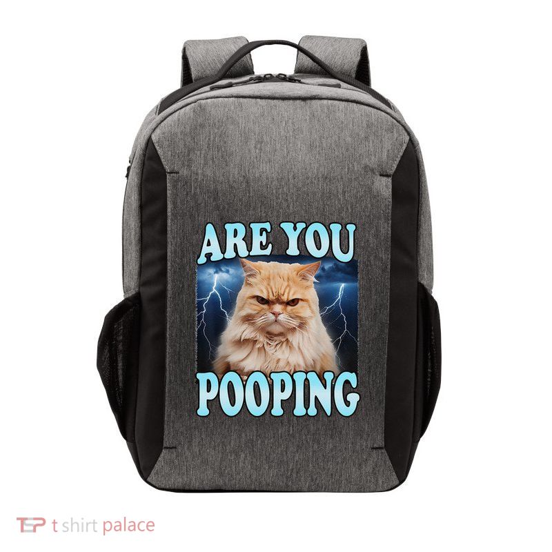 Are You Pooping Funny Meme Cat Lover Humor Sarcastic Joke Gift Vector Backpack