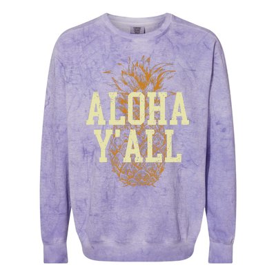 Aloha Yall Pineapple Vacation Hawaiian Colorblast Crewneck Sweatshirt