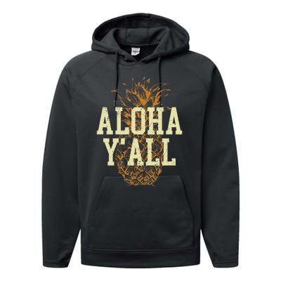 Aloha Yall Pineapple Vacation Hawaiian Performance Fleece Hoodie