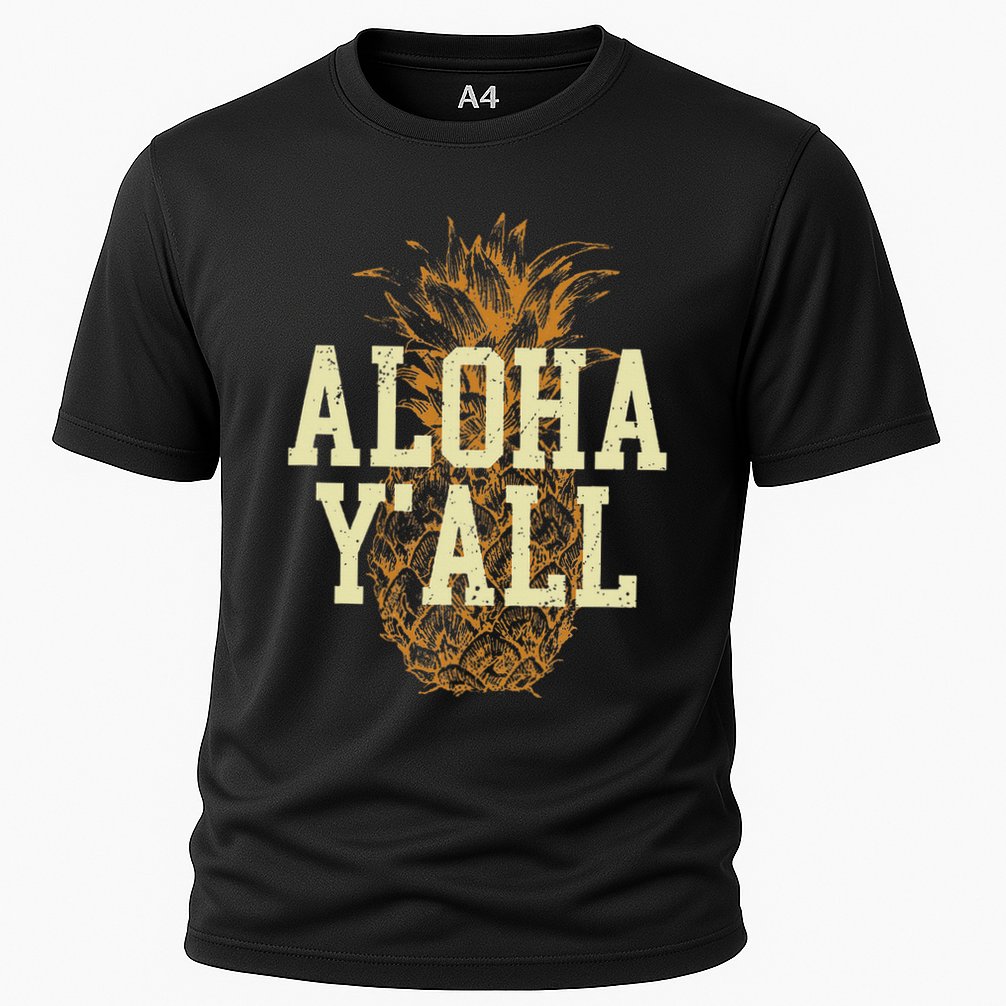 Aloha Yall Pineapple Vacation Hawaiian Cooling Performance Crew T-Shirt