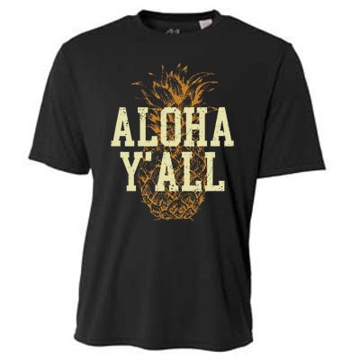 Aloha Yall Pineapple Vacation Hawaiian Cooling Performance Crew T-Shirt