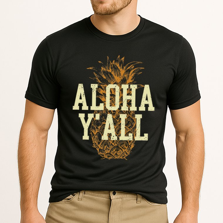 Aloha Yall Pineapple Vacation Hawaiian Cooling Performance Crew T-Shirt