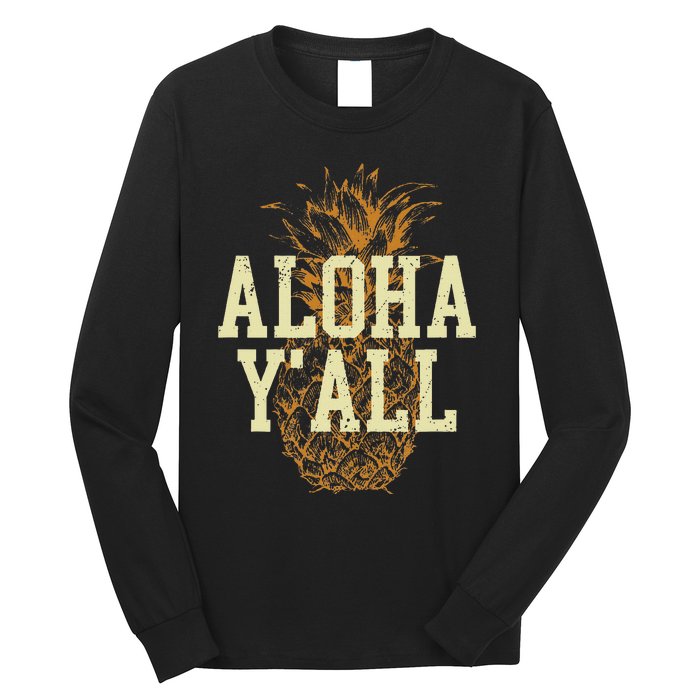 Aloha Yall Pineapple Vacation Hawaiian Long Sleeve Shirt