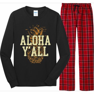 Aloha Yall Pineapple Vacation Hawaiian Long Sleeve Pajama Set