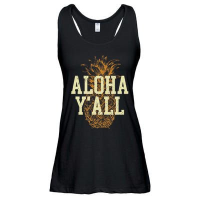 Aloha Yall Pineapple Vacation Hawaiian Ladies Essential Flowy Tank