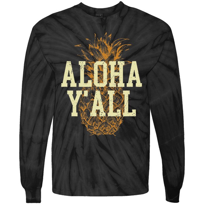 Aloha Yall Pineapple Vacation Hawaiian Tie-Dye Long Sleeve Shirt