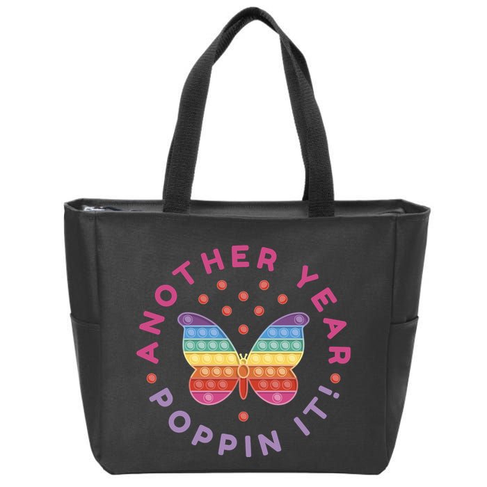 Another Year Poppin It Butterfly Push Pop Zip Tote Bag