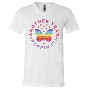 Another Year Poppin It Butterfly Push Pop V-Neck T-Shirt