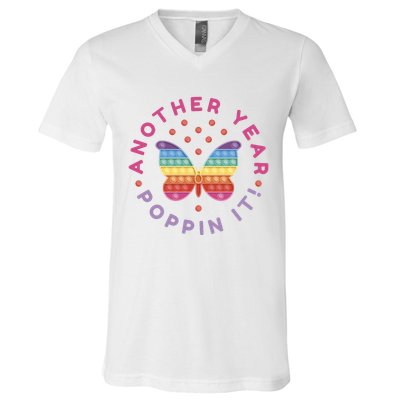 Another Year Poppin It Butterfly Push Pop V-Neck T-Shirt