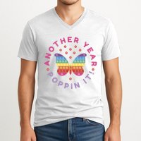Another Year Poppin It Butterfly Push Pop V-Neck T-Shirt