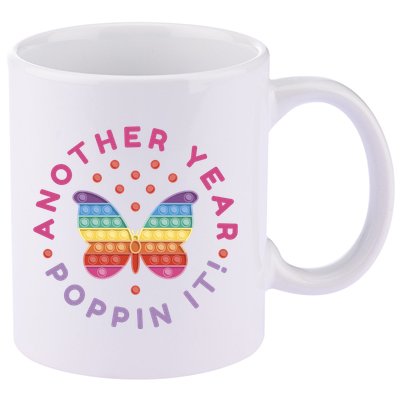Another Year Poppin It Butterfly Push Pop 11oz C Handle Ceramic Mug