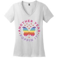 Another Year Poppin It Butterfly Push Pop Women's V-Neck T-Shirt