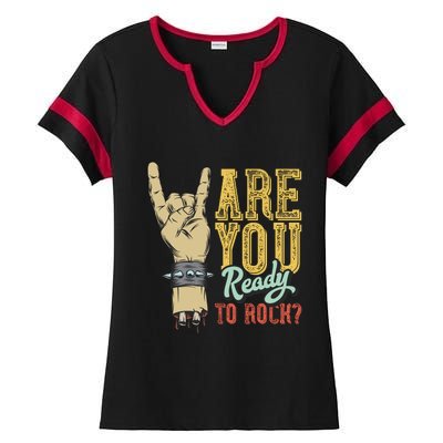 Are You Ready To Rock Ladies Halftime Notch Neck Tee