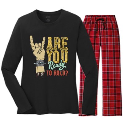 Are You Ready To Rock Women's Long Sleeve Flannel Pajama Set 