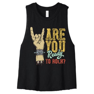 Are You Ready To Rock Women's Racerback Cropped Tank