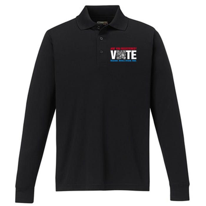 Are You Registered Vote Register Bring A Friend Performance Long Sleeve Polo