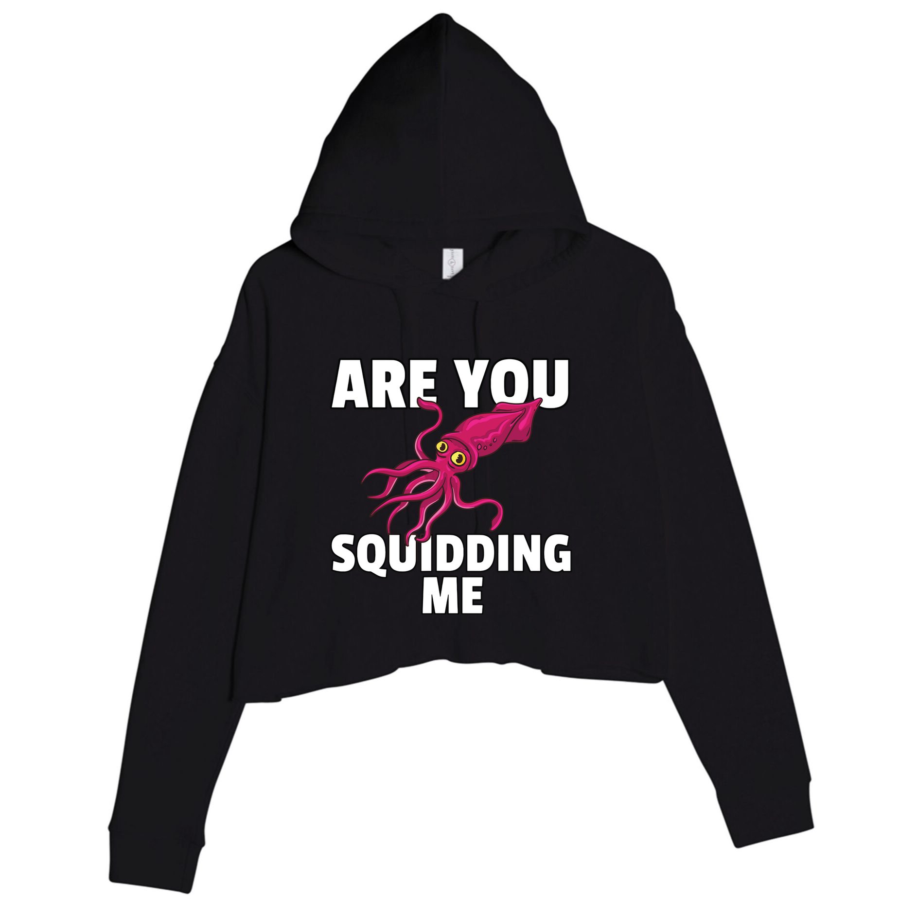 Are You Squidding Me Gift Squid Octopus Marine Biology Crop Fleece Hoodie
