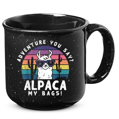Adventure You Say Alpaca My Bags Vintage Funny Travel 15oz Campfire Ceramic Mug