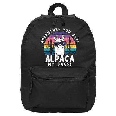 Adventure You Say Alpaca My Bags Vintage Funny Travel 16 in Basic Backpack