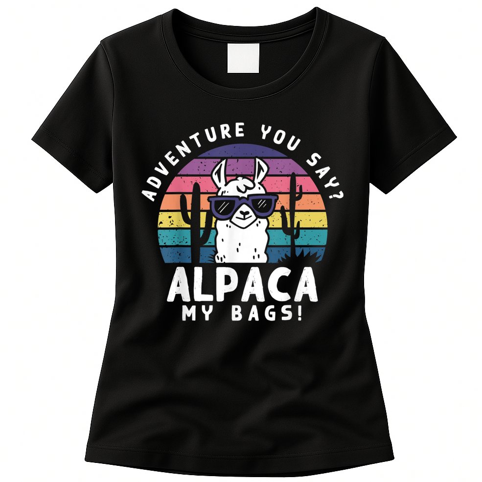 Adventure You Say Alpaca My Bags Vintage Funny Travel Womens T-Shirt