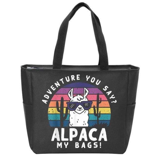 Adventure You Say Alpaca My Bags Vintage Funny Travel Zip Tote Bag