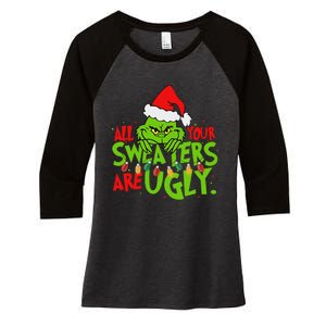 All Your Sweaters Are Ugly Christmas Women's Tri-Blend 3/4-Sleeve Raglan Shirt