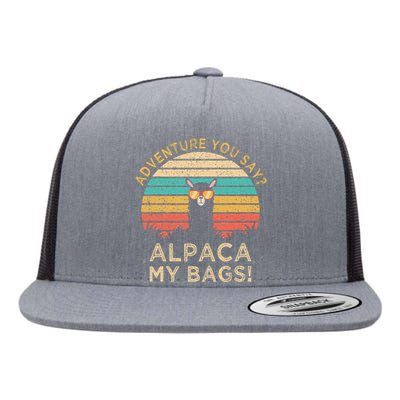 Adventure You Say Alpaca My Bags Vintage Funny Travel Flat Bill Trucker Hat