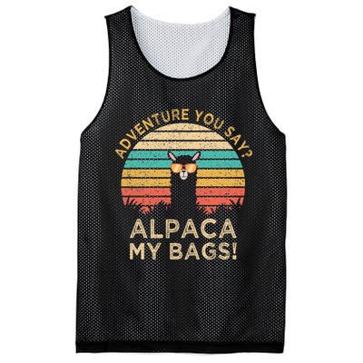 Adventure You Say Alpaca My Bags Vintage Funny Travel Mesh Reversible Basketball Jersey Tank