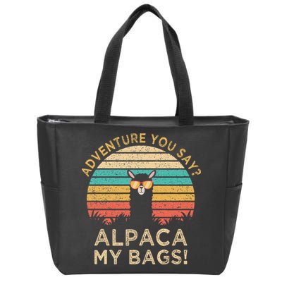Adventure You Say Alpaca My Bags Vintage Funny Travel Zip Tote Bag