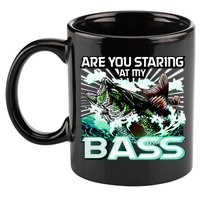 Are You Staring At My Bass Funny Fishing 11oz C Handle Ceramic Mug